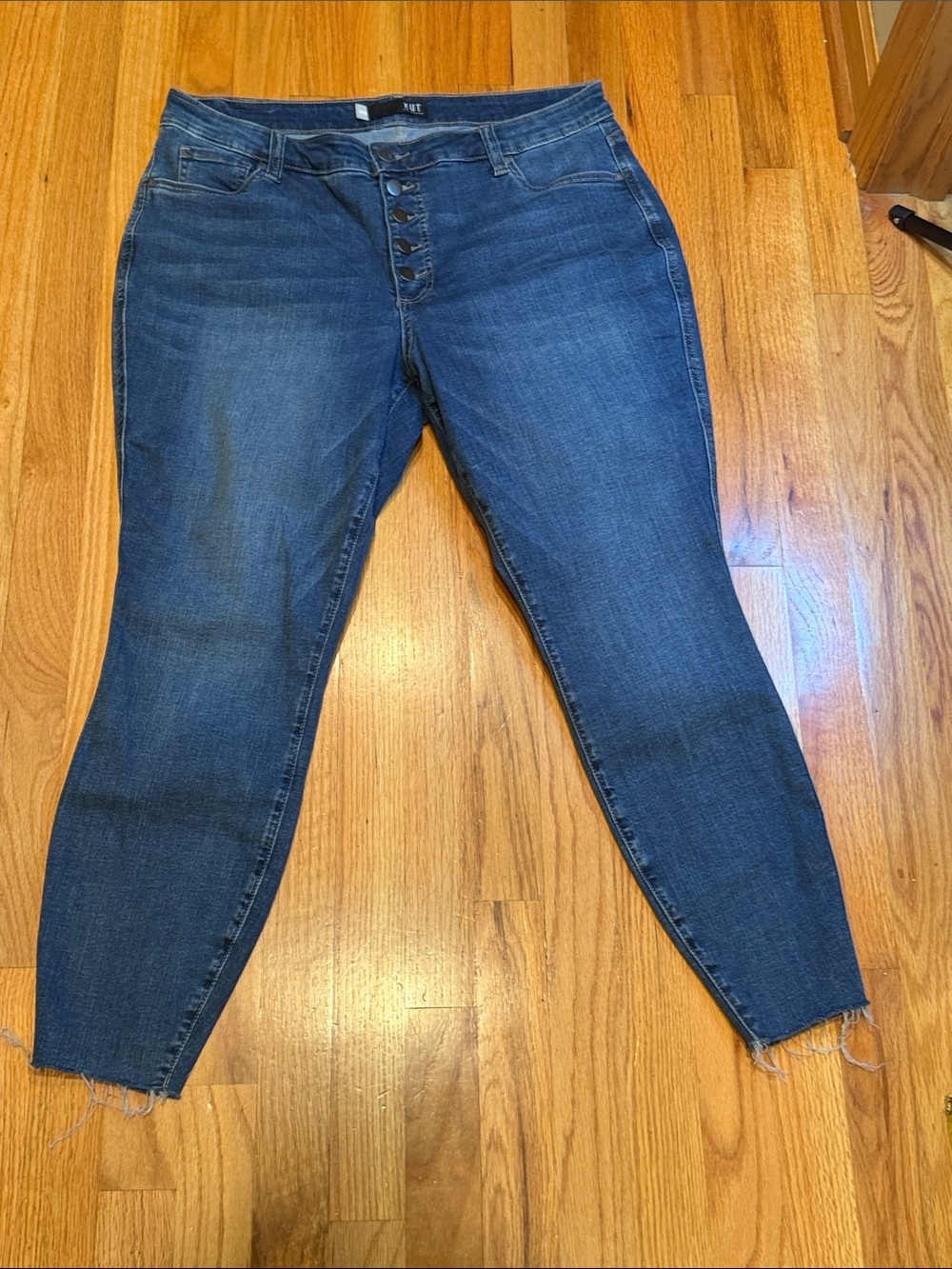 Kut from the Kloth Donna Women 14W Dark Blue High-Rise Button-Fly Skinny Jeans